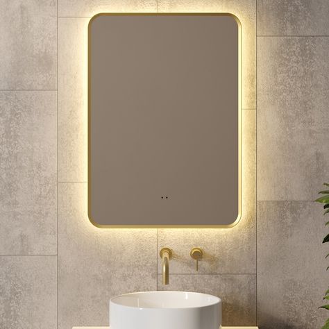 Finn LED Illuminated Framed Mirror with Demister Pad & Colour Change Lights - 500 x 700mm 3d Bathroom Design, Lit Mirror, Backlit Mirror, Bathroom Taps, Colour Temperature, Bath Taps, Framed Mirror, Rectangle Mirror, Rectangular Mirror