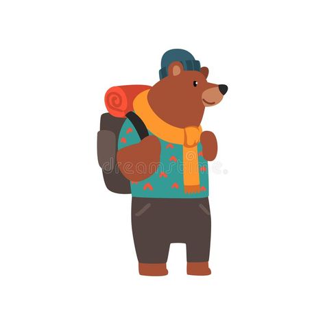 . Backpack Cute, Hiking Adventure, Cute Cartoon Animals, Camping Trip, Camping Trips, Cartoon Animals, Image Illustration, Scooby Doo, Mammals