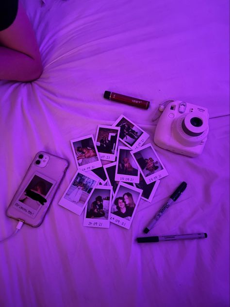 #polaroid #led #aesthetic Purple Sweet 16 Aesthetic, Sweet 16 Party Ideas Y2k, Purple Birthday Party Aesthetic, Speak Now Party Theme, Sweet Sixteen Purple Theme, Birthday Themes 16, Speak Now Party Decorations, Purple Light Aesthetic, Small Party Aesthetic