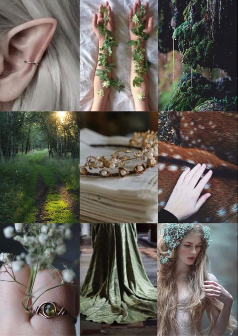 Green elf aesthetic mood board nature Blodeuwedd Aesthetic, Elfcore Aesthetic Outfits, Woodland Fae Aesthetic, Druids Aesthetic, Earth Elf Aesthetic, Elf Core Aesthetic, Elf Forest Aesthetic, Green Elf Aesthetic, Elf Princess Aesthetic