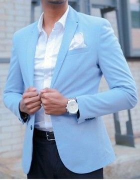 Buy online African Jackets & Coats Blazers - Afrikrea Light Blue Blazer Outfit Men, Blue Blazer Outfit Men, Blue Blazer Outfit, Light Blue Blazer, Terno Slim, Blazer Outfits Men, Mens Business Casual Outfits, To Start A Conversation, Formal Men Outfit