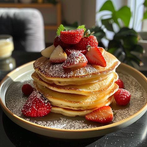 🥞 Yogurt Pancakes 🥞 📋 Ingredients: - 200 g flour - 1 tablespoon sugar - 1 teaspoon baking powder - 1/2 teaspoon baking soda - Pinch of salt - 2 eggs - 150 g plain yogurt - 150 ml milk - 50 g melted butter - 1 teaspoon vanilla extract 🥣 Instructions: 1. In a large bowl, mix flour, sugar, baking powder, baking soda, and salt. 2. In another bowl, beat eggs with yogurt, milk, melted butter, and vanilla extract. 3. Add the liquid ingredients to the dry ingredients and mix until smooth batter for... Yogurt Prep, Yogurt Pancakes, Yogurt Milk, Pancakes Ingredients, Plain Yogurt, 2 Eggs, Pinch Of Salt, Large Bowl, Melted Butter