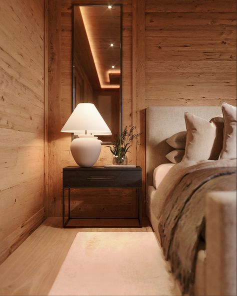 Luxury Cabin Bedroom, Mountain Chalet Interior, Ski Chalet Interior, Chalet Modern, Chalet Bedroom, Elegant Bedrooms, Lodge Bedroom, Chalet Interior Design, Country Kitchen Ideas