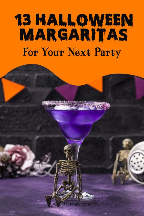 Start planning your Halloween party with these 13 spooky and spectacular Halloween margaritas in orange, green, black, and red colors. Halloween Party Drinks Alcohol, Halloween Margaritas, Lavender Margarita, Easy Halloween Cocktails, Fun Halloween Drinks, Halloween Alcohol, Halloween Themed Drinks, Halloween Party Drinks, Halloween Drinks Alcohol