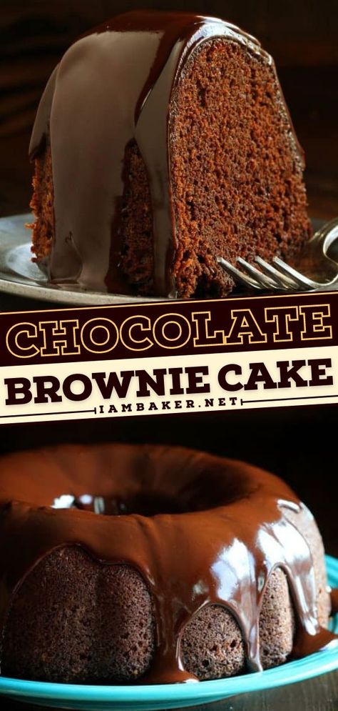 Chocolate Fudge Brownie Cake, Easiest Chocolate Cake, Chocolate Cake Mix Recipes, Brownie Cake Recipe, Brownie Mix Recipes, Birthday Cake Brownies, Easy Cake Recipe, Chocolate Brownie Cake, Double Chocolate Cake