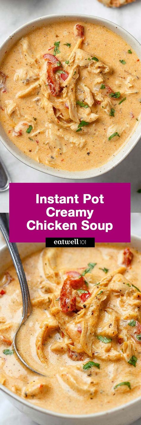 Instant Pot Creamy Chicken Soup — So cozy, so comforting and just so creamy. This easy chicken soup is ready in 25 minutes or less. - #recipe by #eatwell101® Instapot Accessories, Instant Pot Creamy Chicken Soup, Princess Recipes, Instant Pot Soups, Easy Chicken Soup, Delicious Soups, Creamy Chicken Soup, Instant Pot Soup Recipes, Weekend Cooking