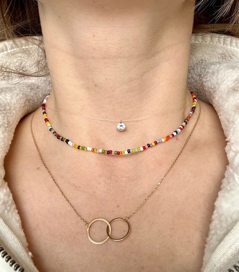 Small Beaded Necklace Choker, Choker Ideas Beaded, Mini Bead Necklace, Necklace Beads Ideas, Beaded Chocker Ideas, Seed Bead Necklace Diy, Beads Necklace Ideas, Necklace Ideas Handmade, Seed Bead Necklace Ideas