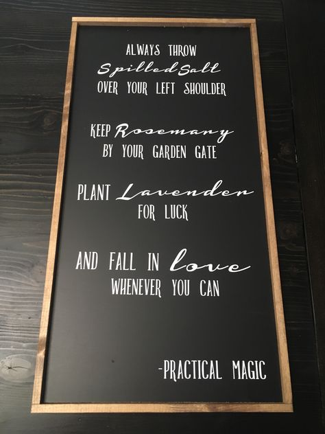 Practical Magic Party Invitations, Practical Magic Sign, Practical Magic Cricut, Witchy House Decor, Practical Magic Tattoo, Practical Magic Quotes, Witchy House, Wooden Signs With Sayings, Witch Quotes