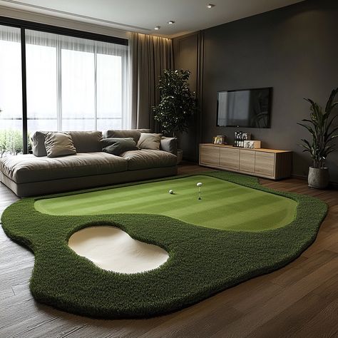 Introducing our Putting Green Home Rug – the perfect blend of style and functionality for golf enthusiasts. Crafted with high-quality, durable materials, this rug replicates the look and feel of a professional putting green right in your living space. Whether you’re practicing your putts or adding a unique touch to your decor, this rug is designed to bring a touch of the greens into your home. Its non-slip backing ensures stability, while the realistic grass texture offers a true-to-life golf... Grass Texture, Loft Area, Green Home, Putt Putt, Green Rug, Home Rugs, Game Room, Living Spaces, Loft