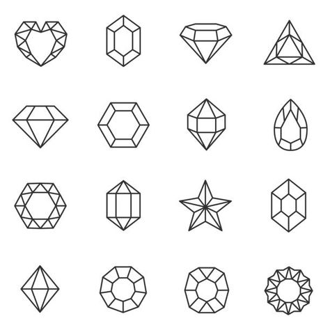 Crystal Vector Art, Gem Illustration Gemstones, Gem Stone Illustration, Diamond Shapes Drawing, Gemstone Graphic Design, Gemstone Tattoo Design, Crystal Illustration Graphic Design, Gemstone Doodle, Jewel Clipart