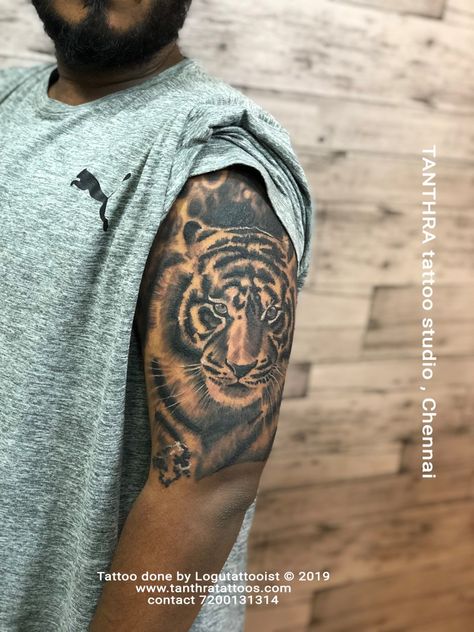 Two of the most common meanings associated with the tiger tattoo are power and strength. In nature, the tiger is the top predator in its environment. ... Therefore, a tattoocan represent a free spirit or independence. Along with these positive connotations, the tiger can also symbolize danger, vengeance, or punishment.   www.tanthratattoos.com #chennaitattoo #chennaitattoomodel #chennaiprofessionaltattooartist #chennaitattoos #chennaitattooartist #tamiltattoo #tamiltattooartist #tanthratattoostu Tamil Tiger Tattoo, Tamil Tattoo, Tiger Tattoo, Tattoo Model, The Tiger, Free Spirit, In Nature, Tattoo Artists, Tattoos