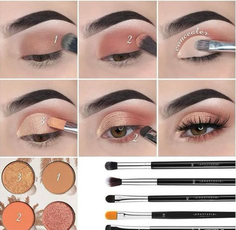 Teknik Makeup, Eyeshadow Tutorial For Beginners, Beginner Eyeshadow, How To Use Makeup, Natural Eye Makeup Tutorial, Membentuk Alis, Mekap Mata, Makeup Pictorial, Makeup Tip