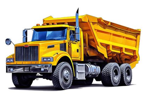 Heavy dump truck lorry tipper yellow construction equipment isolated on white background stock photo Lorry Trucks, Dump Truck Painting, Dump Truck Logo Design Ideas, Dump Truck Svg Free, Dump Truck Illustration, Cartoon Semi Truck, Tipper Truck, Icon Set Vector, Paper Garland