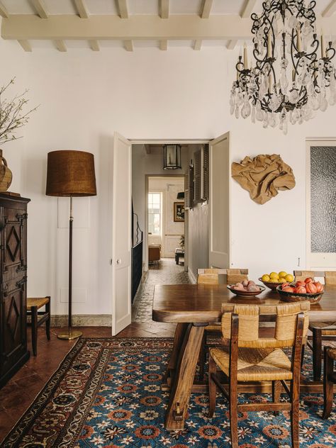 An antique dealer and interior designer's elegant second home in Menorca's capital | House & Garden Spanish Eclectic Home, Iranian Rug, Mediterranean Interior Design, Victorian Floor Tiles, Victorian Floor, Mediterranean Interior, Country Ideas, Georgian Architecture, Interior Paint Colors