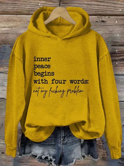 Promise Keeper, Everything Happens For A Reason, Yellow Hoodie, Credit Card Debit, Casual Hoodie, Be Kind, Digital Printing, Letter Prints, Sleeve Styles