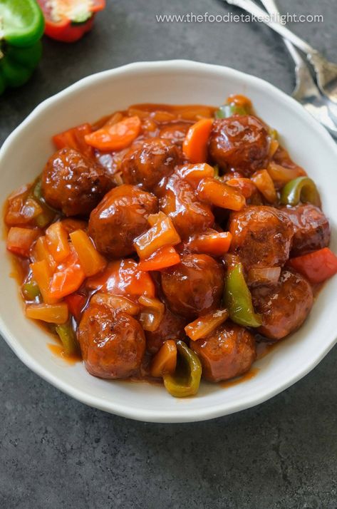 Vegan Sweet & Sour Meatballs (Filipino Bola-Bola) - The Foodie Takes Flight