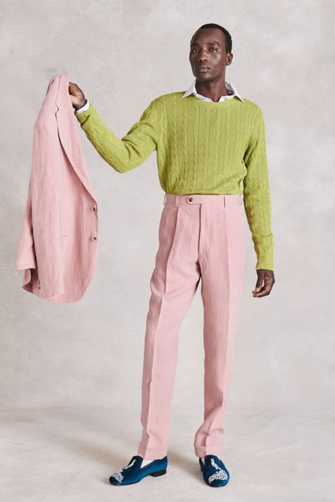 It does not match with size is reduced not as in the photo it looks loose they charge you for shipping and they take time Pink And Green Mens Outfit, Pastel Prom Suits For Men, Pastel Wedding Outfit Men, Pastel Pink Outfit Men, Pastel Fits Men, Men’s Pastel Outfits, Queer Suit Fashion, Pink Formal Outfit Men, Pastel Clothes Men