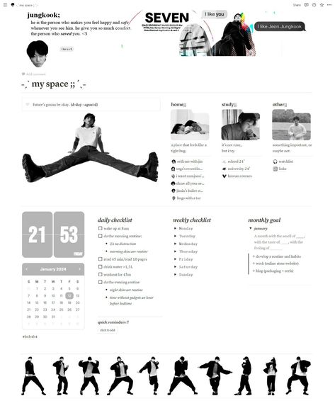 #Savings_Notion_Template #Enhypen_Notion_Template #Notion_Diary_Ideas #Notion_Template_Mobile Enhypen Notion Template, Notion Kpop Aesthetic, Kpop Notion Ideas, Notion Black And White, Kpop Notion Template, Notion Kpop, Aesthetic Weekly Planner Template, Notions Aesthetic, Kpop Planner