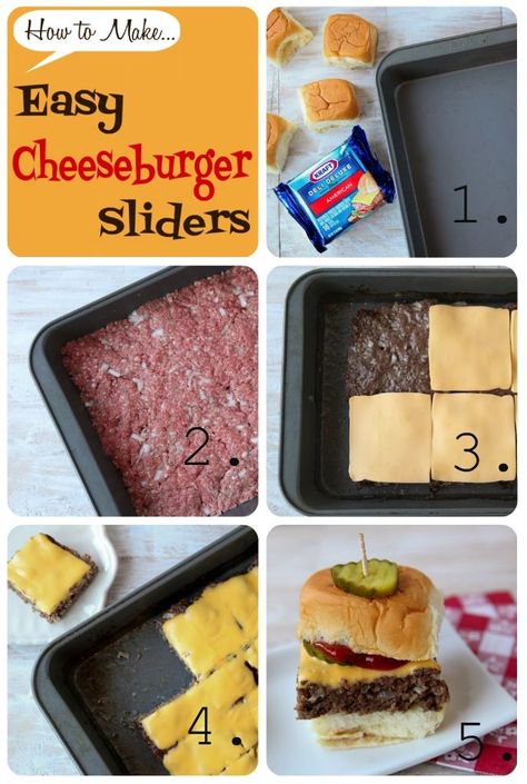 Easy Cheeseburger Sliders on King's Hawaiian Rolls That's a slick trick! Baked Cheeseburger, Easy Cheeseburger Sliders, Hamburger Sliders, Seasoned Bread, Bunco Night, Cheeseburger Sliders, Ground Sirloin, Fingerfood Party, Easy Oven