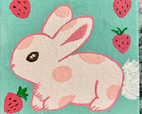 Cute Easy Paintings, Hiasan Bilik Tidur, Bunny Painting, Posca Art, Hippie Painting, Small Canvas Paintings, Canvas Painting Tutorials, Simple Canvas Paintings, Cute Canvas Paintings