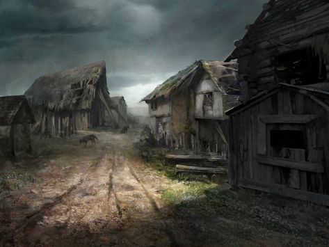 Village Concept Art, Vila Medieval, Artstation Concept Art, Fantasy Village, Abandoned Village, Fantasy Town, Fantasy Background, Landscape Concept, 다크 판타지