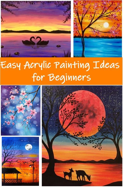 30 Beautiful Easy Painting Ideas for Beginners, Easy Oil Paintings on – Paintingforhome Painting Ideas Beautiful, Landscape Painting Ideas For Beginners, Paintings Cartoon, Easy Landscape Painting Ideas, Easy Painting Ideas For Beginners, Easy Nature Paintings, Simple Modern Art, Easy Landscape Painting, Creative Oil Painting