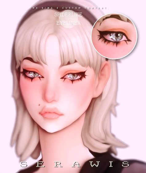 sims 4 eyeliner created by Serawis Sims 4 Mm Eyeliner, Sims 4 Teeth Gems, Emo Maxis Match Cc, Sims 4 Cc Hair Hq, Sims 44 Cc Makeup, The Sims 4 Led Lights Cc, Ts4 Eyeliner Cc, Maxis Match Eyeliner, Sims 4 Cc Green Hair