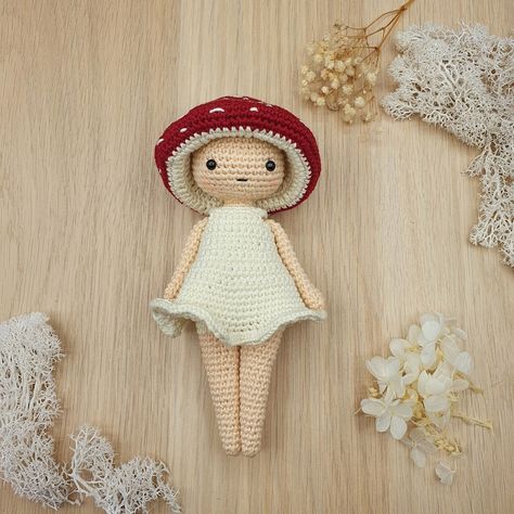 Crochet Mushroom Sprite, Mushroom Sprite Crochet Pattern, Crochet Mushroom Doll Amigurumi Free Pattern, Crochet Sprite Doll, Crochet Sprite Free Pattern, Mushroom Amigurumi Free Pattern, Forest Amigurumi, Mushroom Crochet Pattern Free, Crochet Mushroom Pattern Free