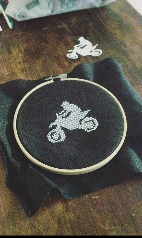 F1 Embroidery, Motorcycle Cross Stitch Pattern, Bike Embroidery Design, Embroidery Motorcycle, Embroidery Bike Pattern, Embroidery Tshirt, Diy Things, Craft Work, Custom Embroidery