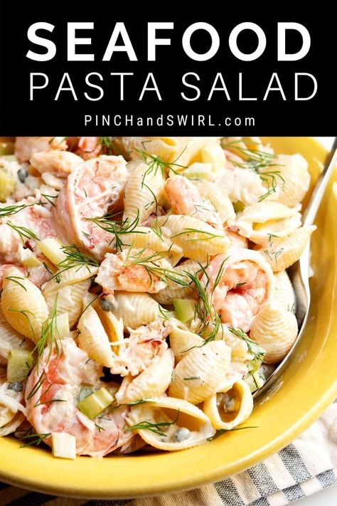 Easy Seafood Pasta, Seafood Pasta Salad, Seafood Pasta Salad Recipe, Crab Pasta Salad, Shrimp Pasta Salad, Crab And Shrimp, Seafood Salad Pasta, Crab Pasta, Sea Food Salad Recipes