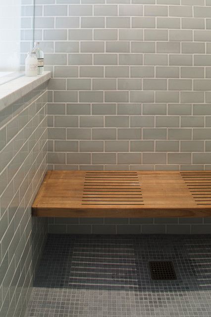 Shower Bench Built In, Wooden Shower Bench, Makeover Kamar Mandi, Wood Shower Bench, Bathroom Bench, Shower Remodel Diy, Small Shower Remodel, Teak Shower Bench, Shower Floor Tile