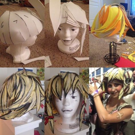 Paper Wig, Paper Wigs, Cosplay Making, Foam Wig, Ideas For Art Projects, Wig Tutorial, Make Box, Cell Shading, Foam Wigs