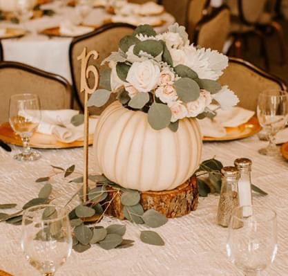 White And Gold Pumpkin Centerpieces, Round Table Pumpkin Centerpiece, White Pumpkin Centerpieces Wedding Wedding Table Decor, White Pumpkin Vase Centerpiece, Small Pumpkin Centerpieces, White Pumpkin Wedding Decor, Pumpkin Baby Shower Centerpiece, Pumpkin Wedding Centerpieces, White Pumpkin Wedding