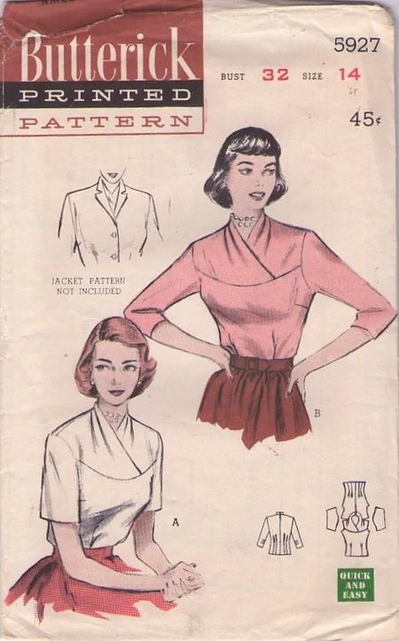 Butterick 5927 A | Vintage Sewing Patterns | Fandom 60s Vintage Fashion, Vintage Clothes Patterns, Patron Vintage, Perfect Blouse, Petite Dress, Vintage Dress Patterns, Blouse Pattern Sewing, Sewing Design, Diy Blouse