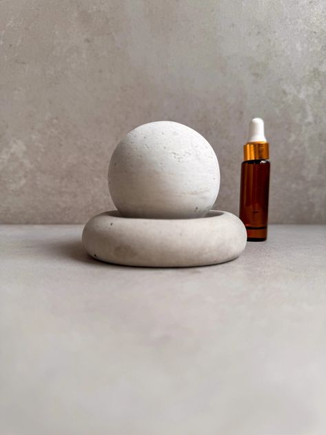 Concrete Essential Oil Diffuser, Aromatherapy Sphere, Passive Dome Diffuser, Cement Decor, Fragrance Air Freshener, Cement Diffiser Stone - Etsy Cozy Wishlist, Aroma Diffuser Design, Passive Diffuser, Cement Decor, Minimalist Design Style, Stone Diffuser, Stone Concrete, Simplistic Design, Basic Design