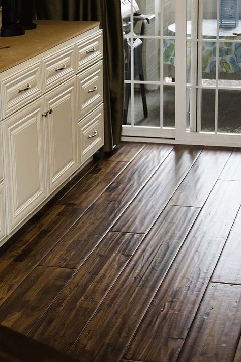 The Pros and Cons of Acacia Flooring Acacia Flooring, Hand Scraped Hardwood Floors, Acacia Hardwood Flooring, Acacia Wood Flooring, Entry Stairs, Blue Plate, Country Style House, Country Style House Plans, Neutral Interiors