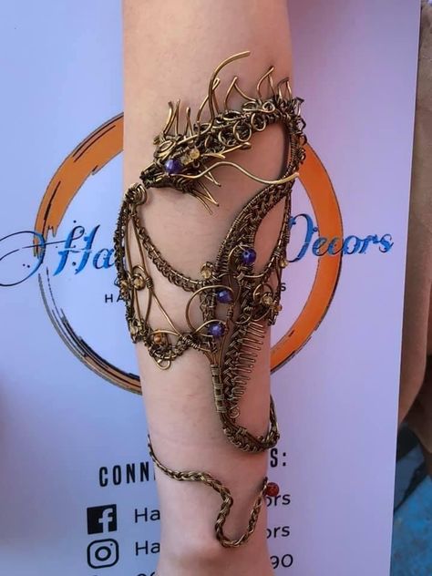 Dragon Cuff Bracelet, Targaryen Accessories, Arm Accessories Jewelry, Fairy Arm Cuff, Wire Arm Cuff, Wire Decorations, Arm Cuff Jewelry, Arm Accessories, Heroic Fantasy