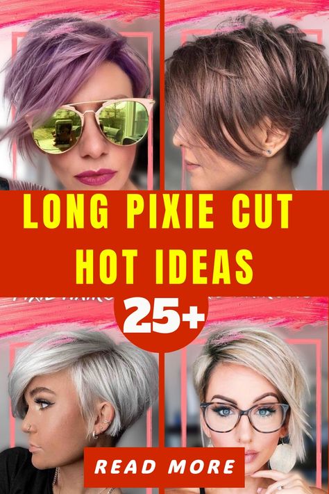 21 Hot Ideas Long Pixie Cut For You - Opentimehours.com Long Pixie Haircut For Fine Hair, Long Pixie Haircut For Straight Hair, Long Front Pixie Haircut, Long Top Pixie, Pixie Long In Front Short In Back, Longer Pixie Cuts, Long Pixie Cuts For Fine Hair, Female Undercut Long Hair, Short Hair Long Bangs