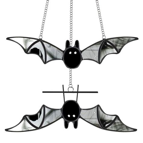 Window Home Office, Hanging Bats, Halloween Themes Decorations, Halloween Bat Decorations, Glass Suncatchers, Bats Halloween, Home Office Kitchen, Themed Decorations, Stained Glass Window Hanging