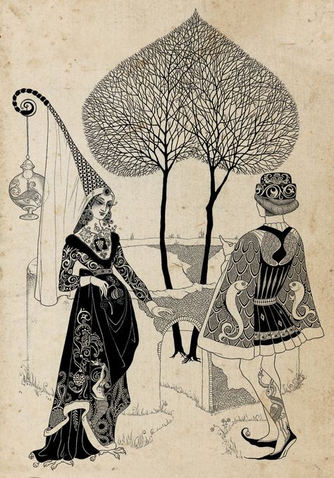 Weird and Wonderful: fairy-tale illustrations on Behance Sveta Dorosheva, Ethnic Clothes, Fairy Tale Illustration, Fairytale Illustration, Amazing Drawings, Fairytale Art, Foto Art, Black And White Illustration, Art And Illustration