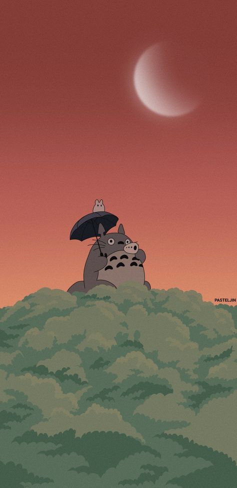 totoro at sunset wallpaper Studio Ghibli Illustration Wallpaper, My Neighbor Totoro Iphone Wallpaper, Ghibli Lockscreen Wallpaper, Totoro Fall Wallpaper, Wallpaper Backgrounds Totoro, Ghibli Wallpapers Iphone, My Neibour Totoro Wallpaper, Studio Ghibli Wallpaper Samsung, Red Studio Ghibli Wallpaper