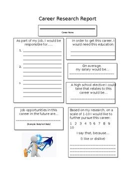 Career Research Worksheet by FACS Stands For FUN | Teachers Pay Teachers Career Lessons For Middle School, Career Worksheet, Research Worksheet, High School Electives, Couples Therapy Worksheets, I Matter, Health Teacher, Summer Job, Career Center