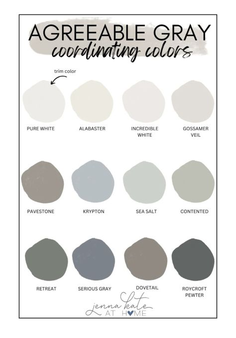 Agreeable Gray Coordinating Colors, Popular Sherwin Williams Paint Colors, Gray Coordinating Colors, Sherwin Williams Agreeable Gray, Neutral Kitchen Colors, Perfect Greige, Agreeable Gray Sherwin Williams, Sherwin Williams Paint, Sherwin Williams Gray