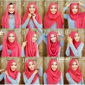 Layered Hijab, Square Hijab Tutorial, Hijab Fabric, Pink Hijab, How To Wear Hijab, Tutorial Hijab Pashmina, Simple Hijab Tutorial, Stile Hijab, Hijab Designs