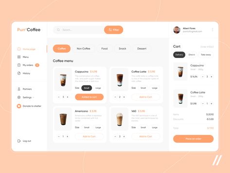 Cafe POS System by Daria Kravets for Purrweb UI/UX Studio on Dribbble Food Cart Design Ideas, Dashboard Design Template, Food Website Design, Chatbot Design, Cafe Website, Food Web Design, Tablet Ui, Pos Design, Ui Design Dashboard