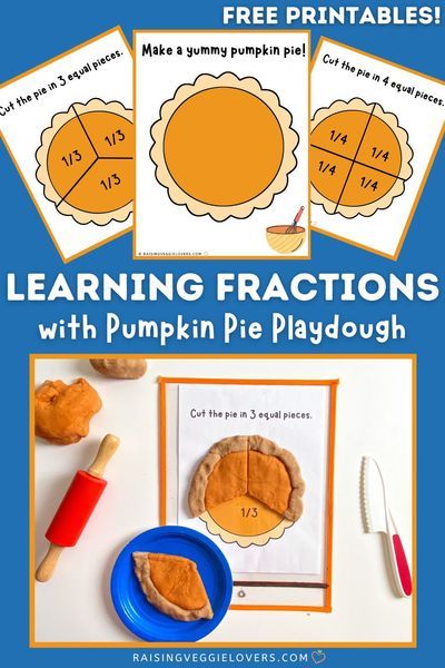 Pumpkin Pie Playdough, Pie Fractions, Homeschool Writing Prompts, Play Doh Fun, Learning Fractions, Kids Holidays, Fraction Activities, Playdough Activities, Thanksgiving Math