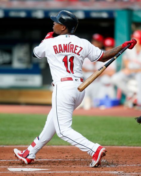 Cleveland Indians Jose Ramirez hits a solo home run in the 1st against the Cincinnati Reds at Progressive Field. July 10, 2018. Jose Ramirez, Kentucky Sports, Cleveland Indians Baseball, Cleveland Baseball, Indians Baseball, Kentucky Basketball, Baseball Pictures, Baseball Pants, Kansas Jayhawks