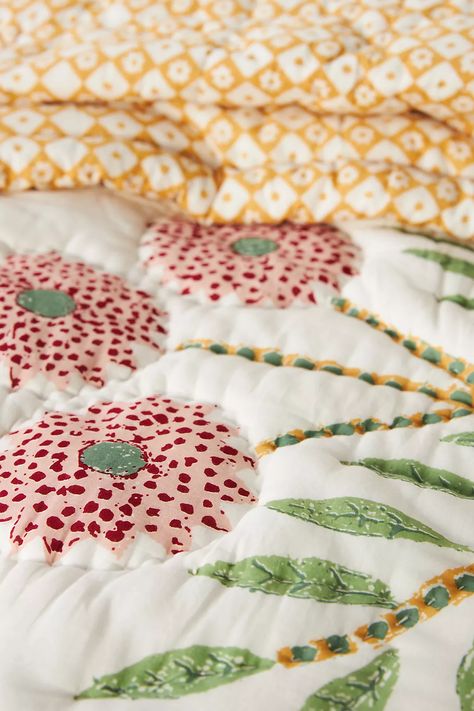 Ellen Merchant Cottage Quilt | AnthroLiving Bedspread Aesthetic, Ellen Merchant, Farm Bedroom, Anthropologie Bedding, Cottage Quilt, Plaid Throw Blanket, Perfect Bedding, Candles For Sale, Quilted Bedspreads