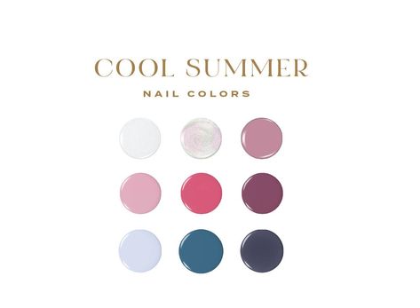 Cool Summer Color Palette Nails, Cool Summer Nail Colors, True Summer Nail Colors, Best Nail Polish Colors, Cool Summer Palette, Nail Polish Colors Summer, Soft Summer Colors, Summer Nail Polish, Summer Palette