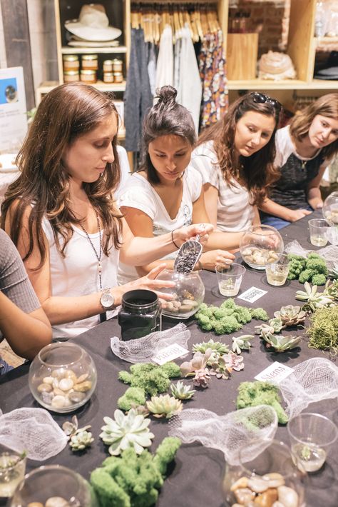 Workshop Ideas For Kids, Creative Workshop Ideas, Terrarium Party, Gardening Workshop, Succulent Workshop, Terraria Party, Urban Outfitters Store, Horticulture Therapy, Plant Workshop